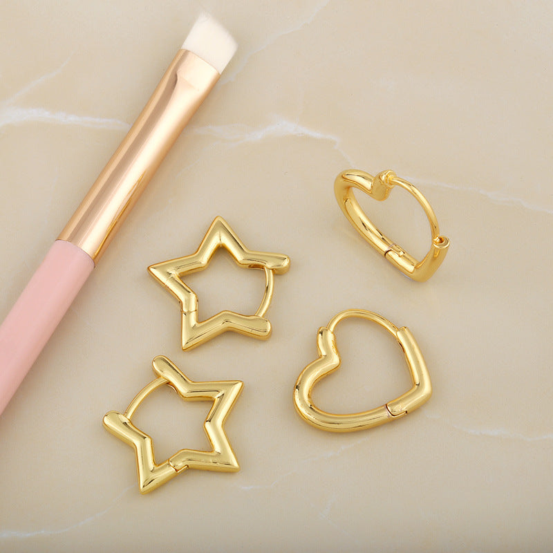 Korean Star Heart Stud Earrings for Women