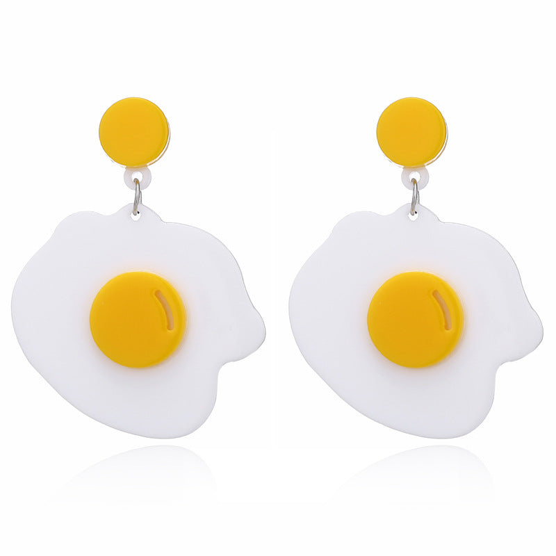 Korean Style Cute Fried Egg Acrylic Alloy Earrings