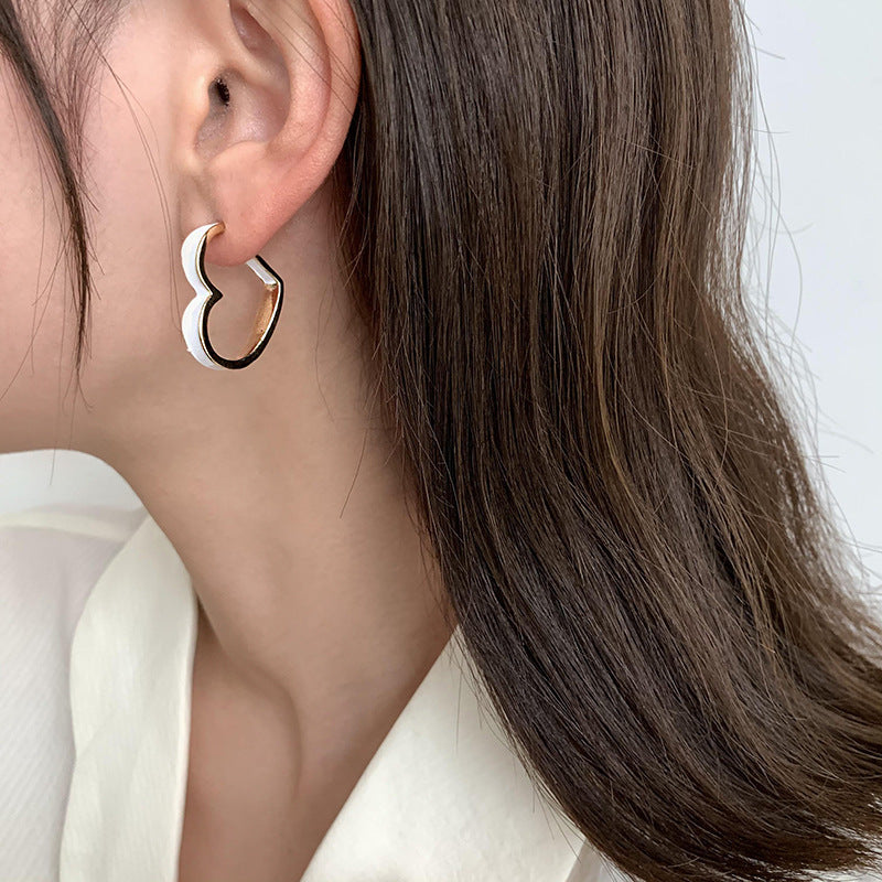 Korean Heart 925 Silver Stud Earrings Fashion Simple Design