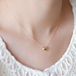 Korean Style Elegant Gold Heart Pendant Necklace Clavicle Chain for Women