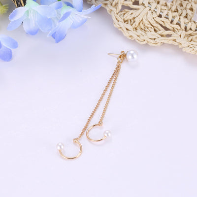 Korean Style Trendy Pearl Tassel Ear Cuff Earrings for Women