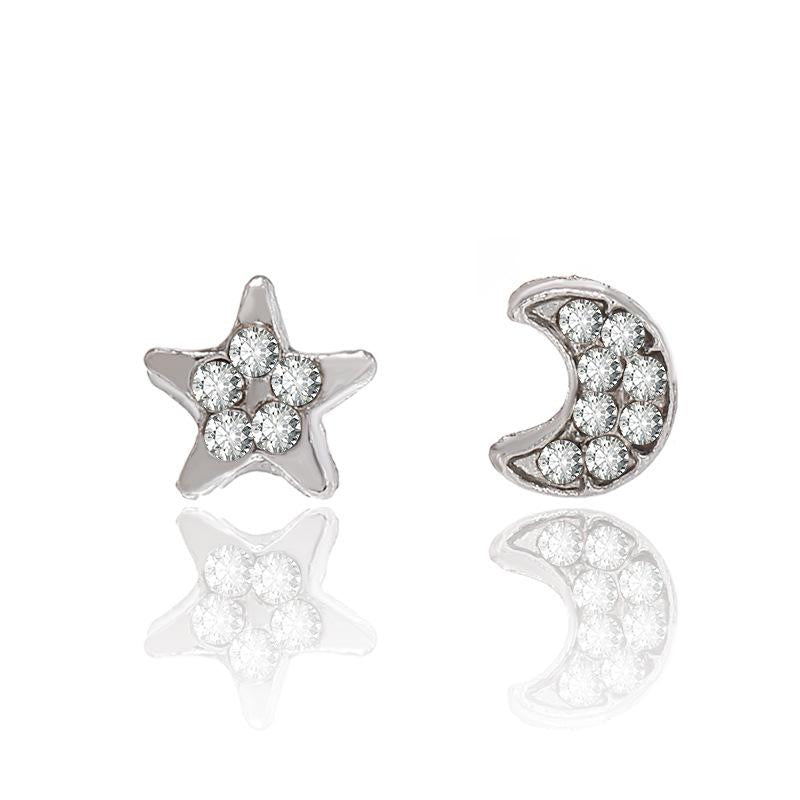 Korean Fashion Zircon Heart and Moon Star Earrings