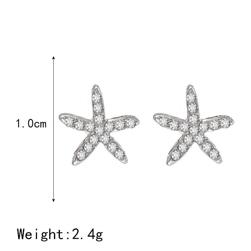 Korean Fashion Zircon Heart and Moon Star Earrings
