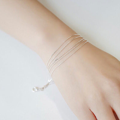Korean Fashion Multi-Layer Snake Chain Bracelet in S925 Silver