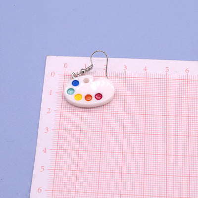 Korean Resin Palette Earrings Mini Painting Board Pendant Hooks