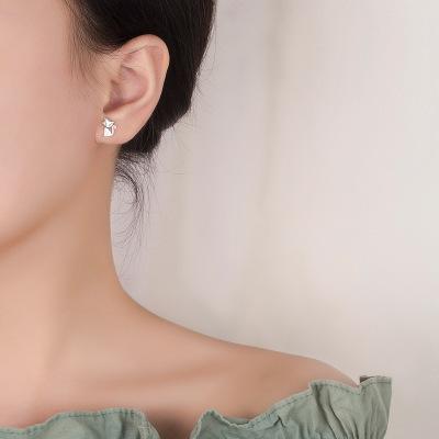Korean S925 Sterling Silver Cute Cat and Fox Animal Earrings for Women