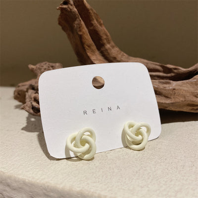 Korean Periwinkle Blue Twisted Knot 925 Silver Needle Earrings - Minimalist Design Fashion Jewelry