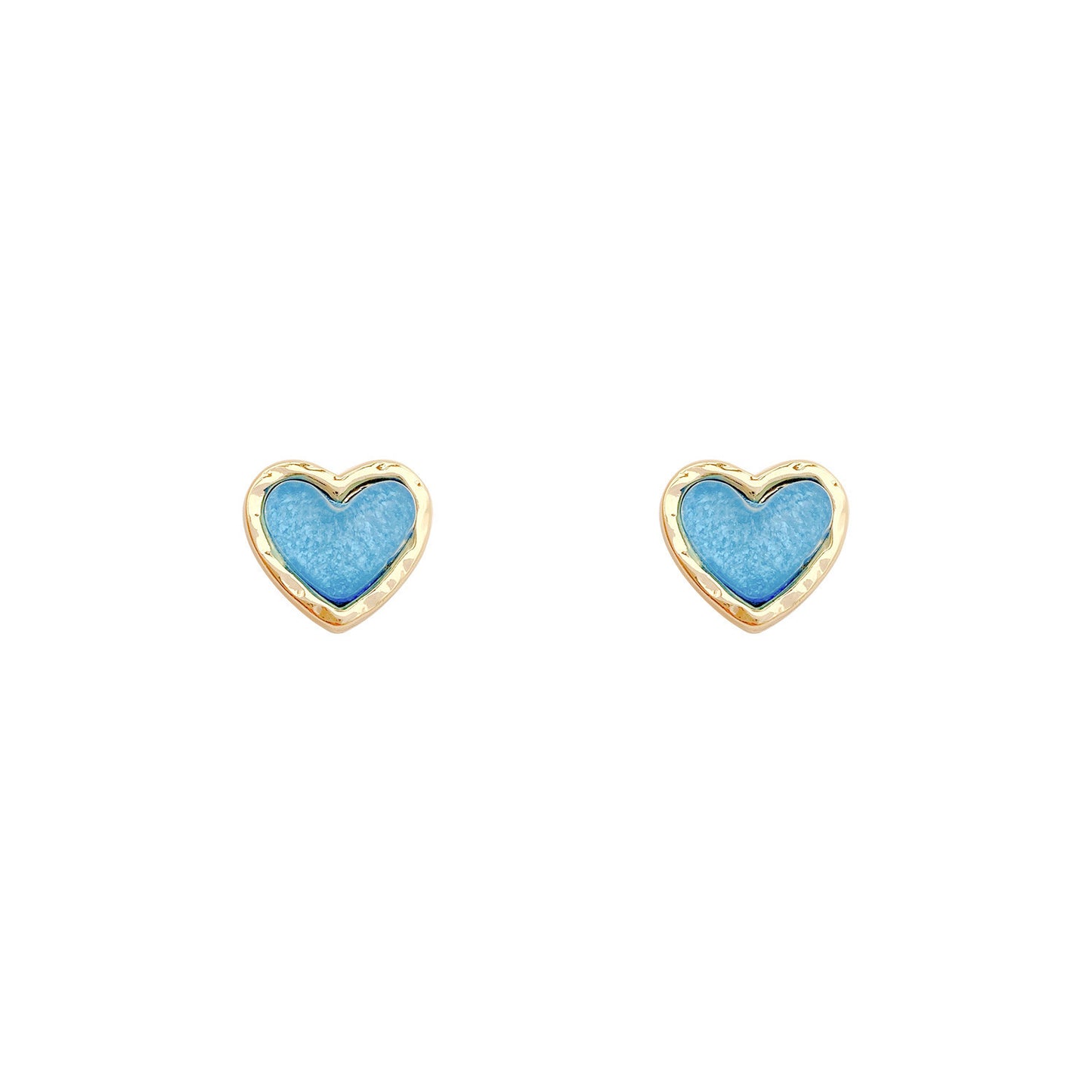 Korean Style Blue Heart-shaped Earrings with 925 Silver Studs