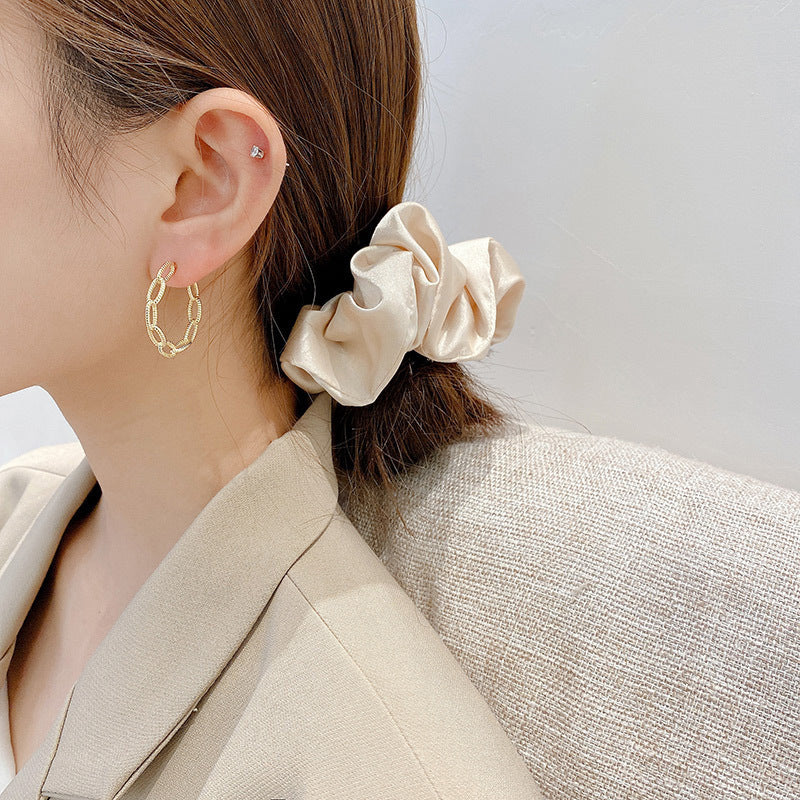 Korean Style Hollow Metal Chain Design Earrings with S925 Silver Needle