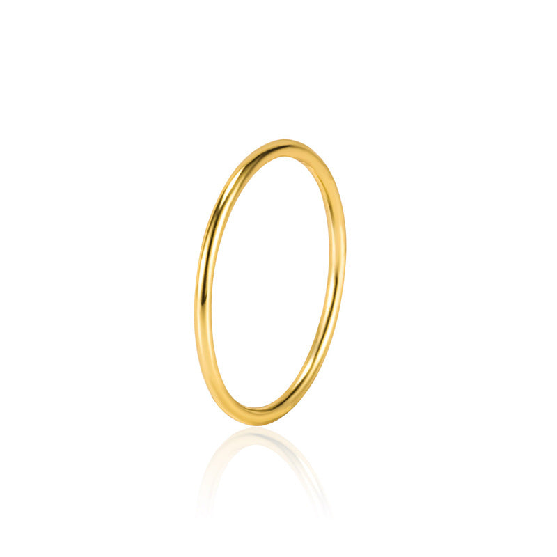 Korean Style S925 Sterling Silver Minimalist Coil Ring for Women - Thin Stackable Titanium Steel Band