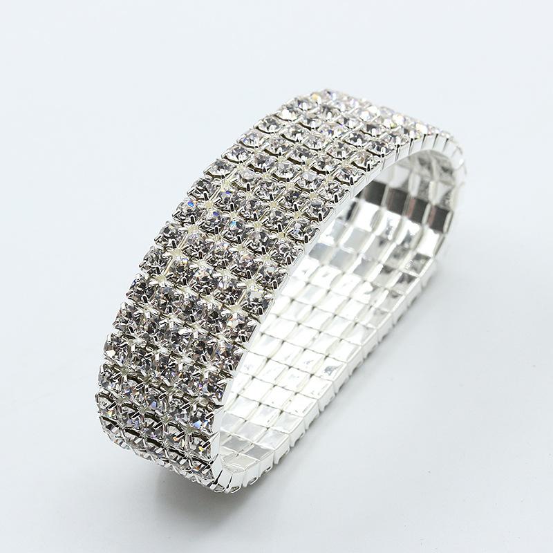 Korean Style Full Diamond Elastic Bracelet Shiny Rhinestone Bangle