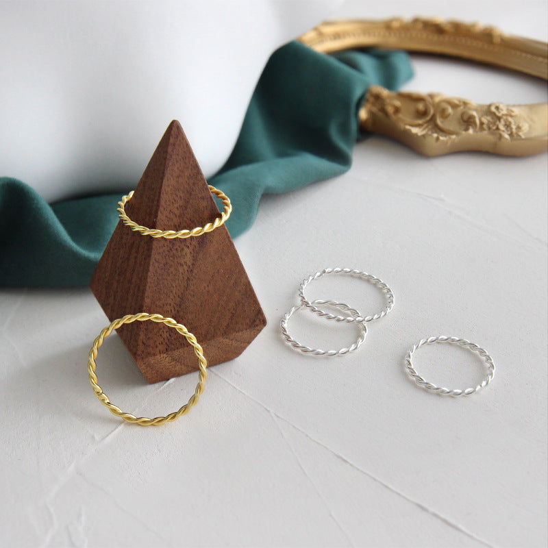 Korean S925 Sterling Silver Minimalist Twisted Ring