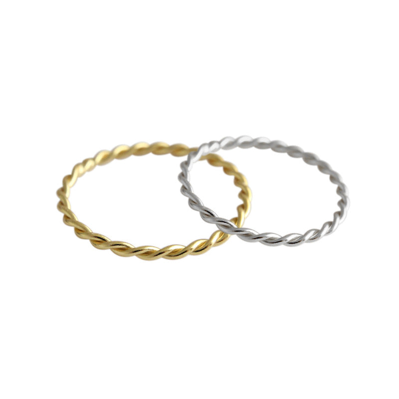 Korean S925 Sterling Silver Minimalist Twisted Ring