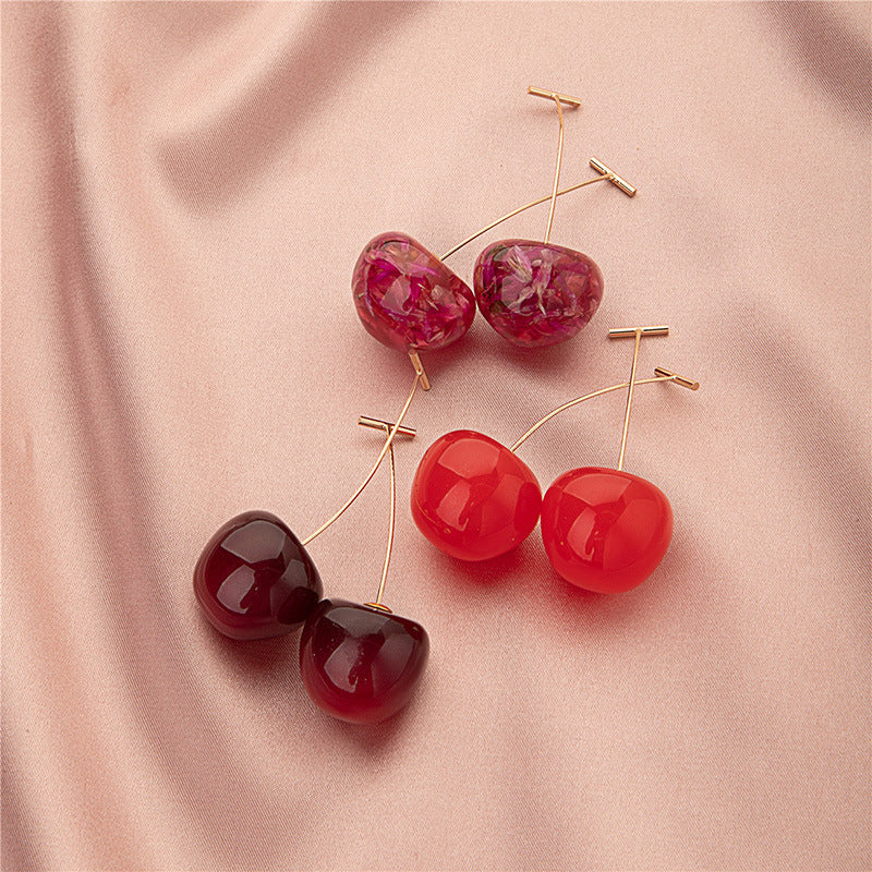 Korean Style Cherry Geometric Earrings for Women