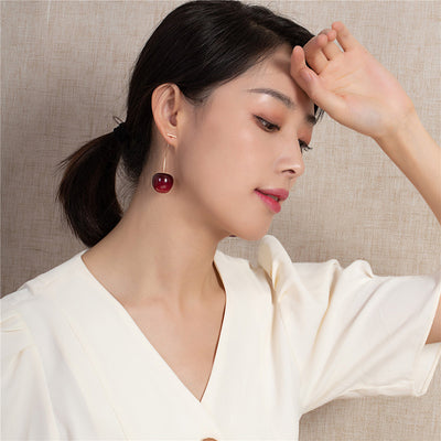 Korean Style Cherry Geometric Earrings for Women