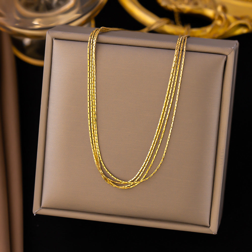 Classic Multi-Layer Titanium Steel 18K Gold Plated Necklace for Women