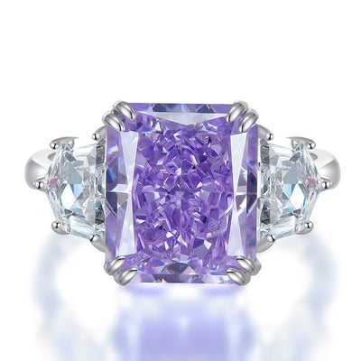 Classic Square Sterling Silver High Carbon Diamond Ring