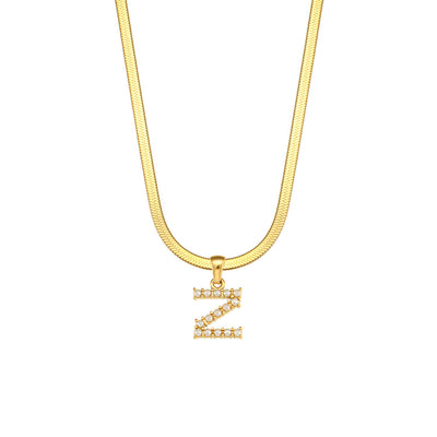 Elegant Letter Pendant Necklace with 18K Gold Plated Snake Chain and Artificial Pearls