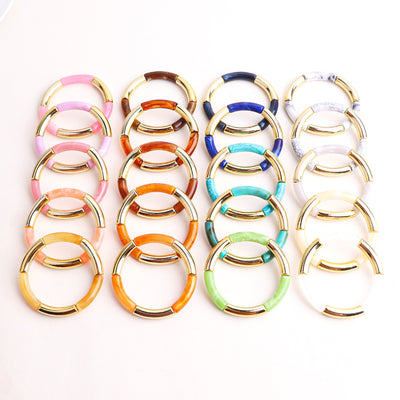 Acrylic Round Tube Elastic Bangle Bracelet for Women