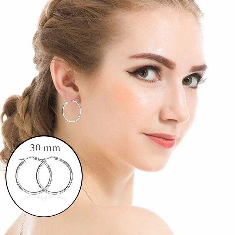 Round Stainless Steel Hoop Earrings for Women and Men