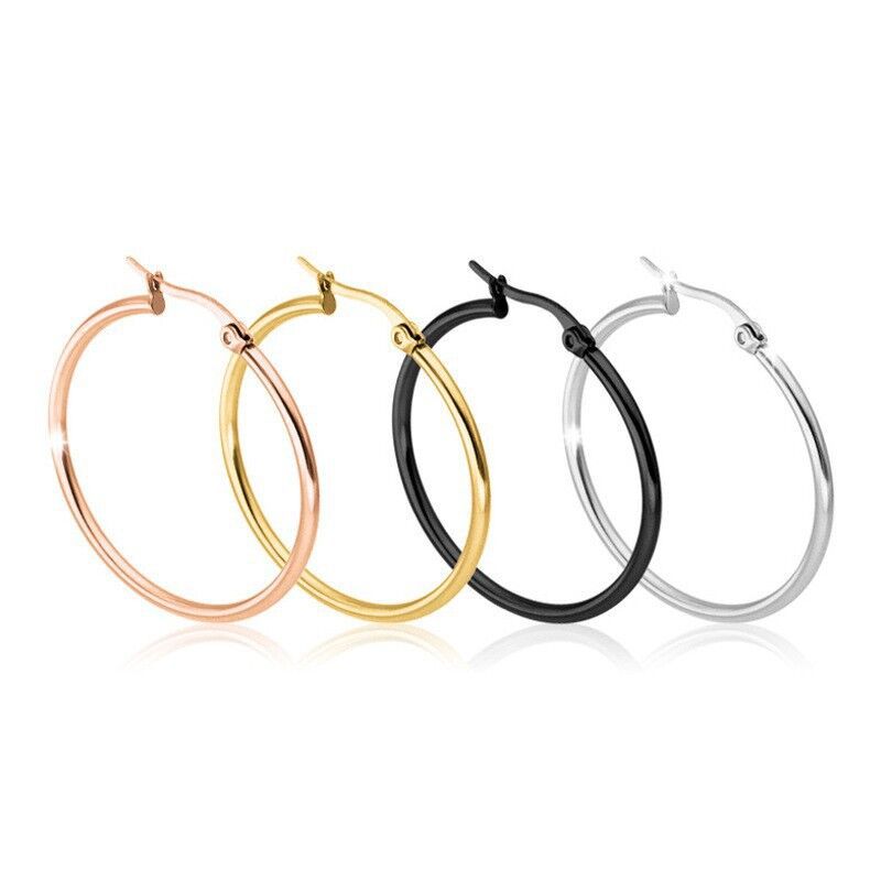 Round Stainless Steel Hoop Earrings for Women and Men