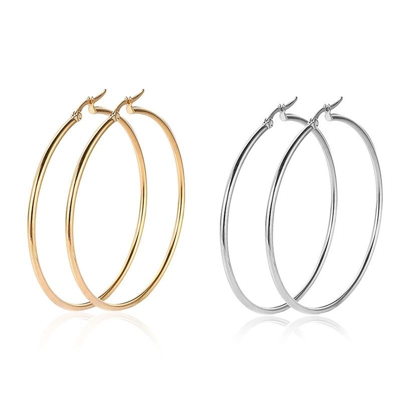 Round Stainless Steel Hoop Earrings for Women and Men