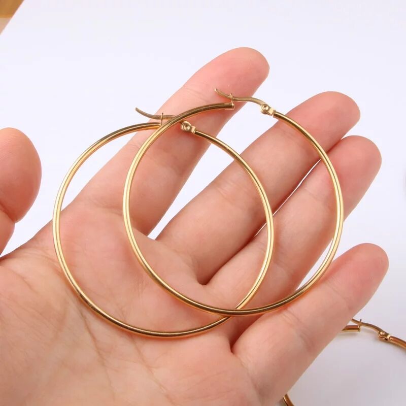 Round Stainless Steel Hoop Earrings for Women and Men