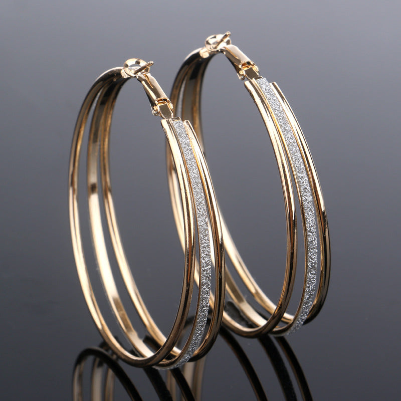 Large Multi-layer Frosted Copper Circle Earrings for Women