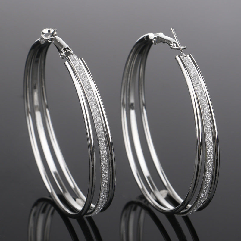 Large Multi-layer Frosted Copper Circle Earrings for Women