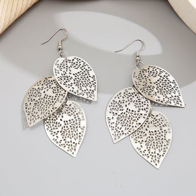 Leaf Butterfly Vintage Alloy Round Earrings