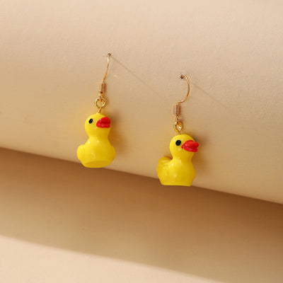 Cute Lemon Yellow Duck Cartoon Earrings