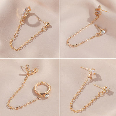 Geometric U-Shaped Moon Snake Long Earrings