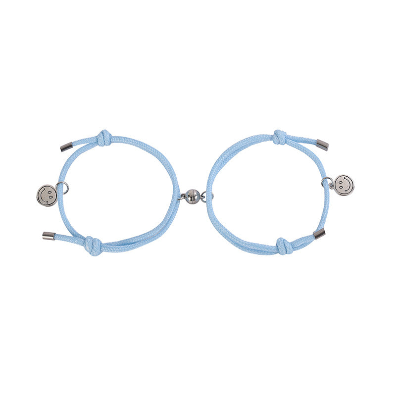 Luminous Alloy Smiley Face Couple Bracelets Set