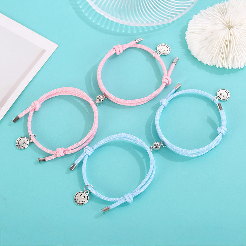 Luminous Alloy Smiley Face Couple Bracelets Set