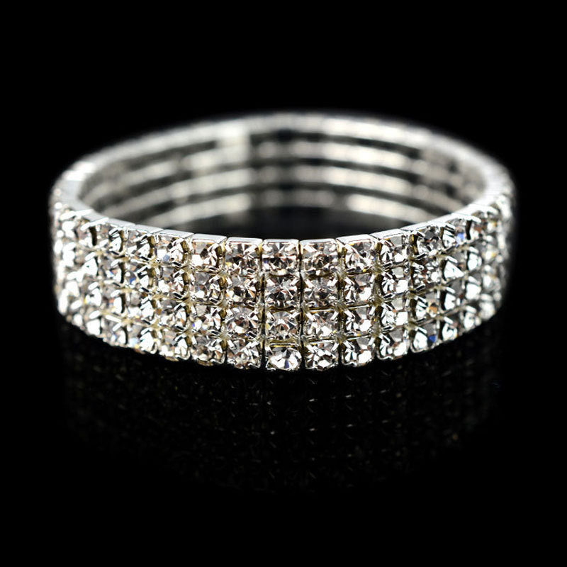 Luxurious Geometric Rhinestone Inlay Elastic Women's Bracelet