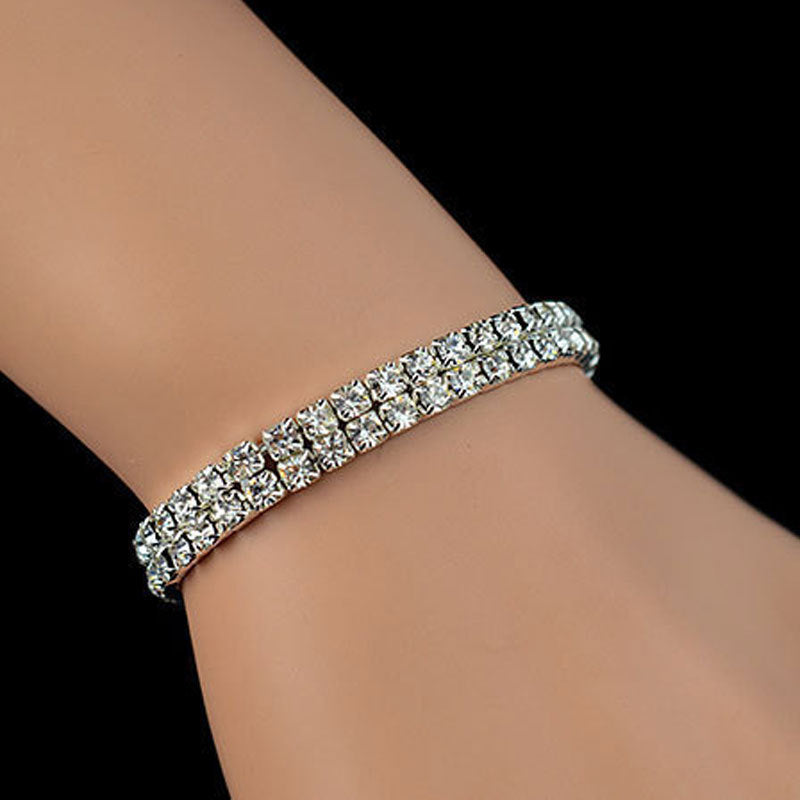 Luxurious Geometric Rhinestone Inlay Elastic Women's Bracelet
