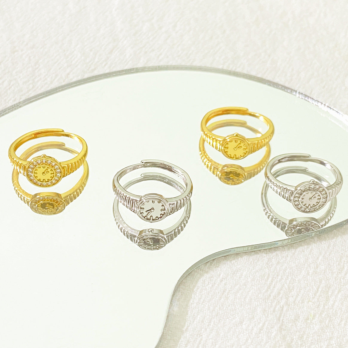 Luxurious 14K Gold Plated Silver Rings - Modern Statement Couple Rings
