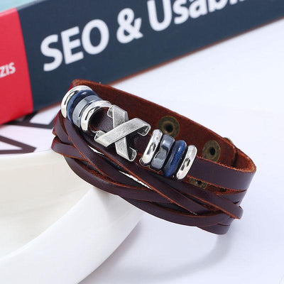 Fashion Leather Metal Bracelet - Retro European & American Style