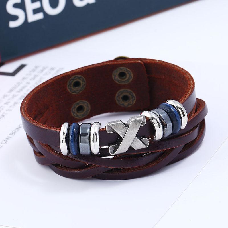 Fashion Leather Metal Bracelet - Retro European & American Style