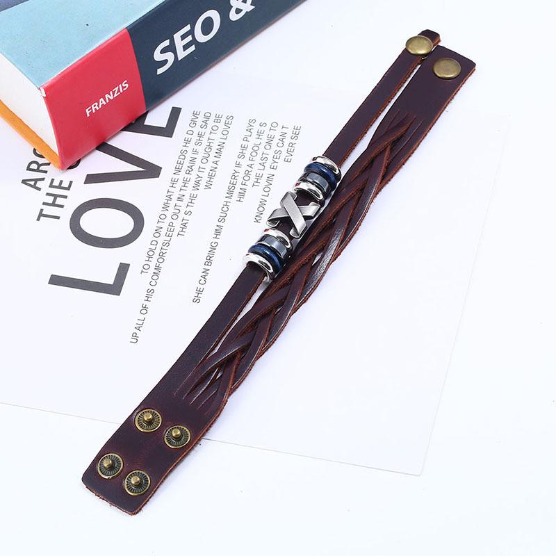 Fashion Leather Metal Bracelet - Retro European & American Style