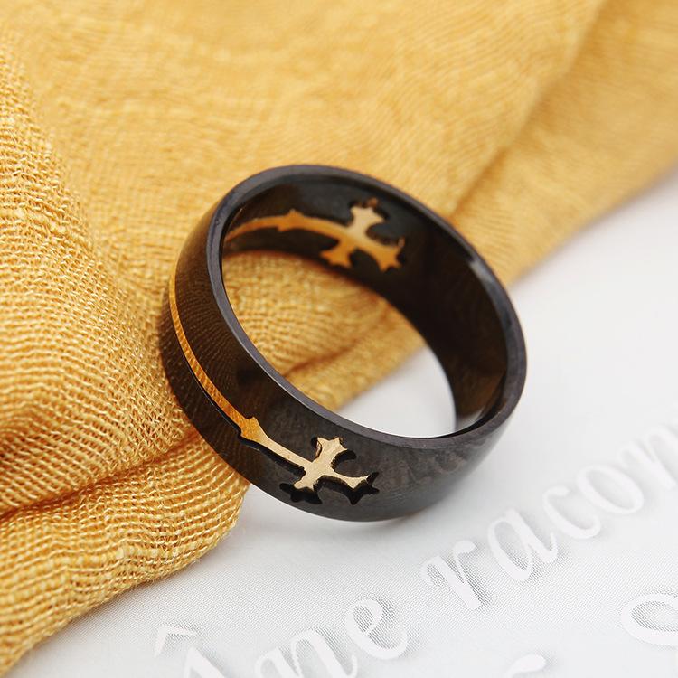 Men's Geometric Titanium Steel Cross Ring Set