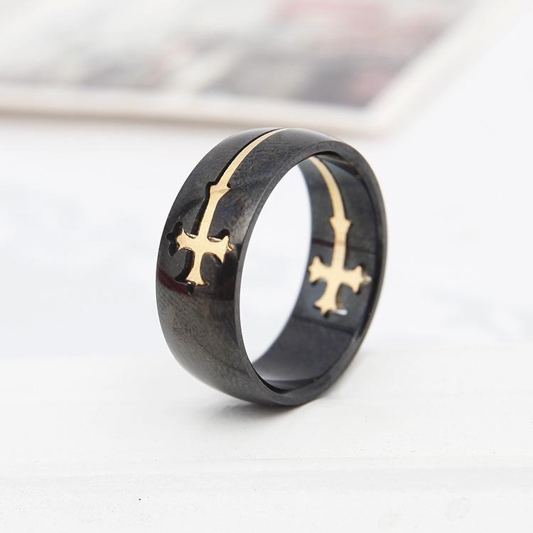 Men's Geometric Titanium Steel Cross Ring Set