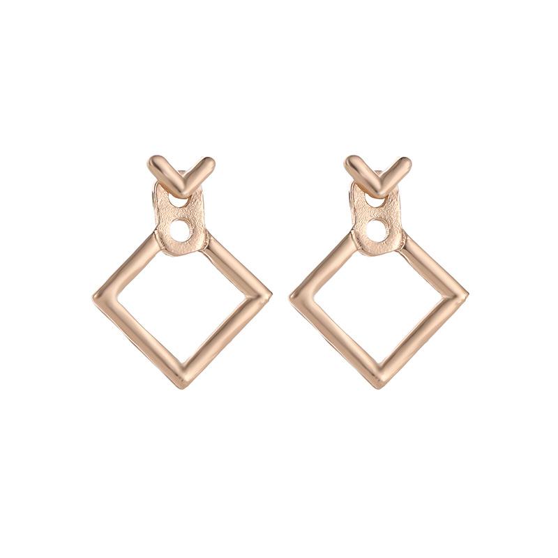 Minimalist Geometric Hollow Rhinestone Square Stud Earrings