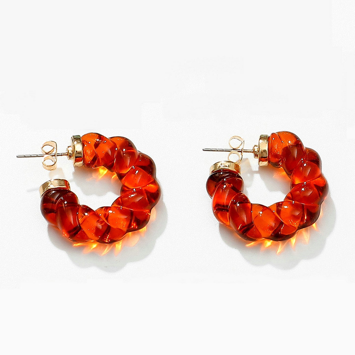 Minimalist Transparent Resin C-Shaped Hoop Earrings