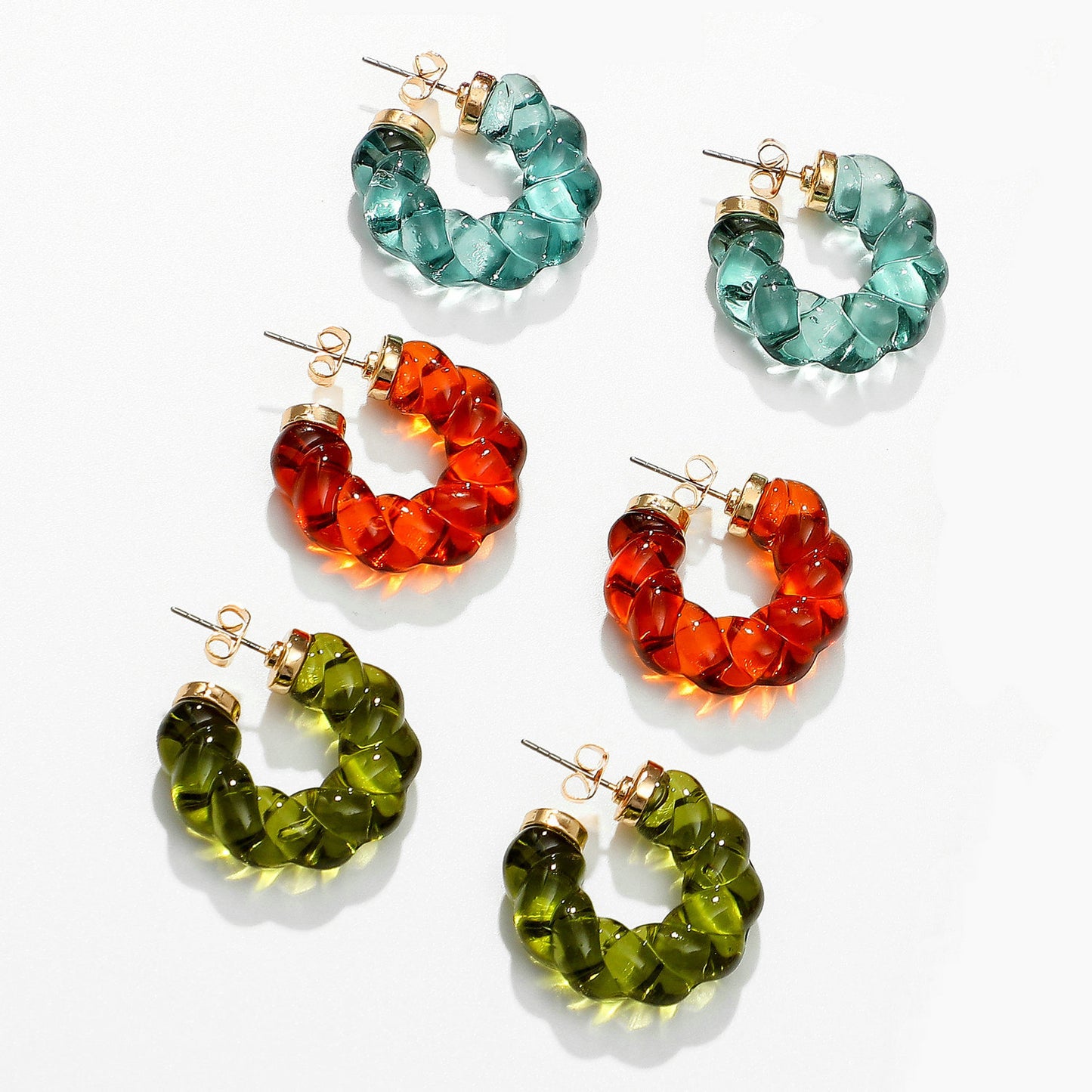 Minimalist Transparent Resin C-Shaped Hoop Earrings