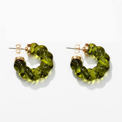 Minimalist Transparent Resin C-Shaped Hoop Earrings