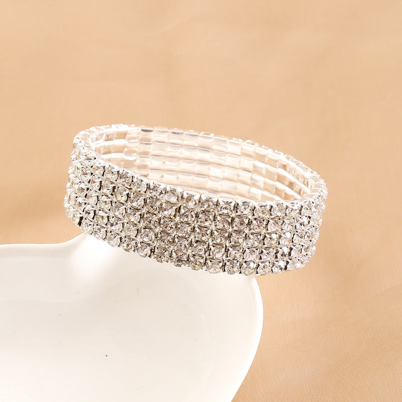 Multi-Layer Full Diamond Bridal Bracelet - Unique Creative Design