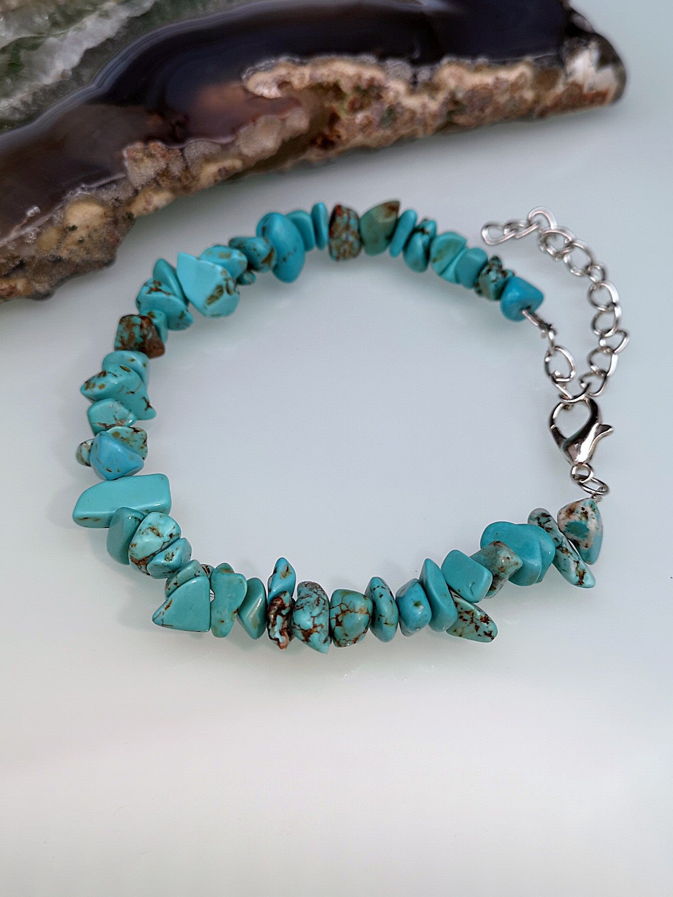 Natural Crystal Amethyst Agate Tourmaline Bracelet with Irregular Stone Beads