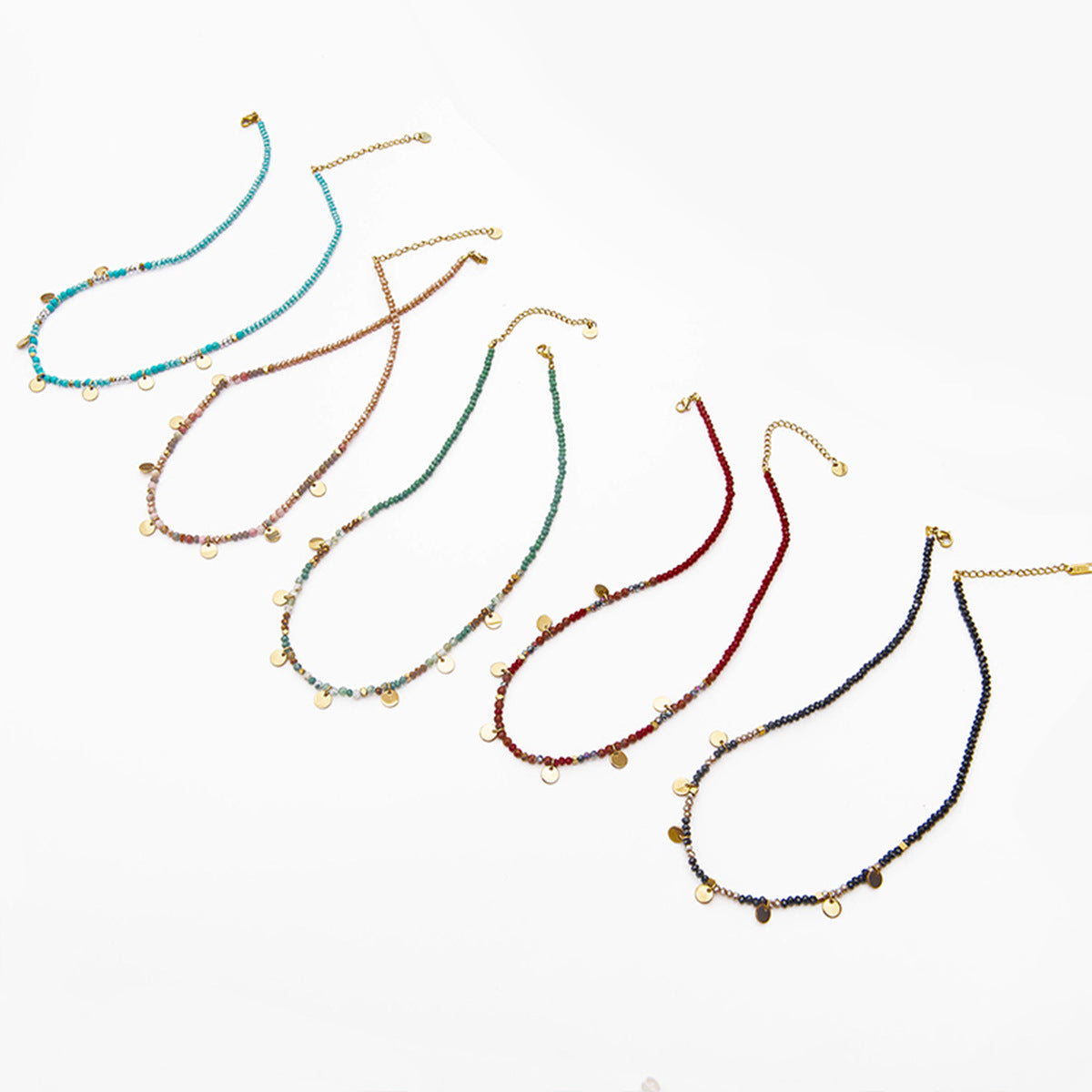 Natural Stone Beaded Stainless Steel Necklace with Colorful Beads and Freshwater Pearl Choker