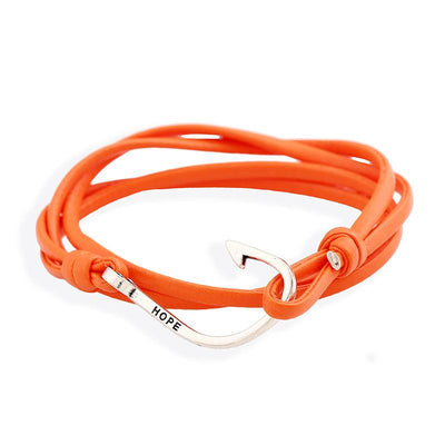 Nautical Navy Fishhook Leather Bracelet for Couples